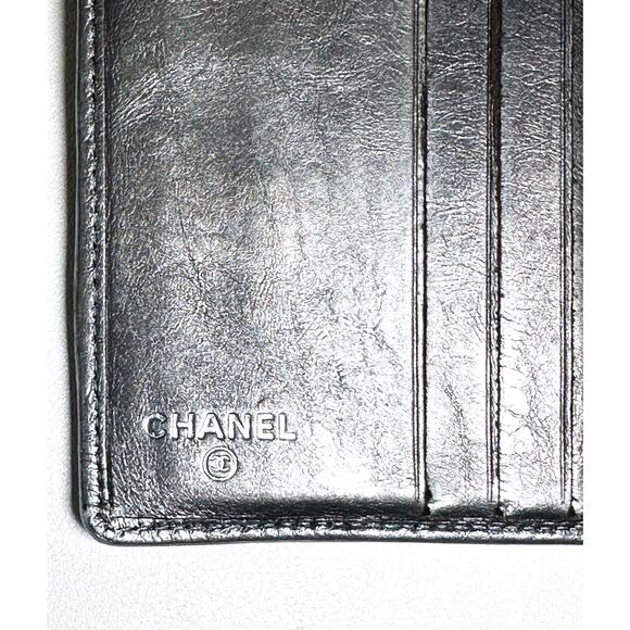 Chanel Cambon CC Quilted Metallic Matelasse Leather Bifold Small Wallet Clutch - Picture 3 of 6